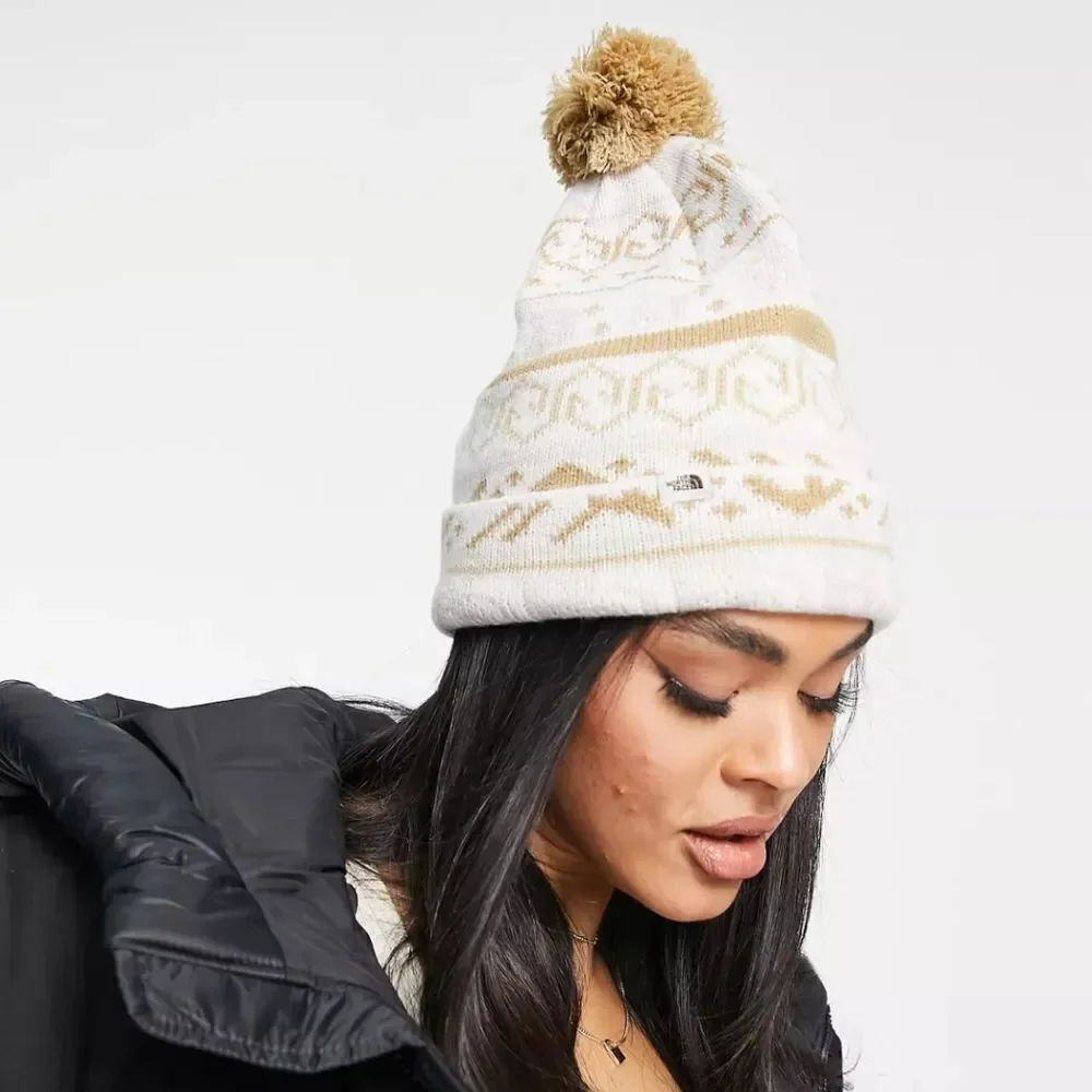 The North Face Fair Isle pom pom unisex winter beanie hat